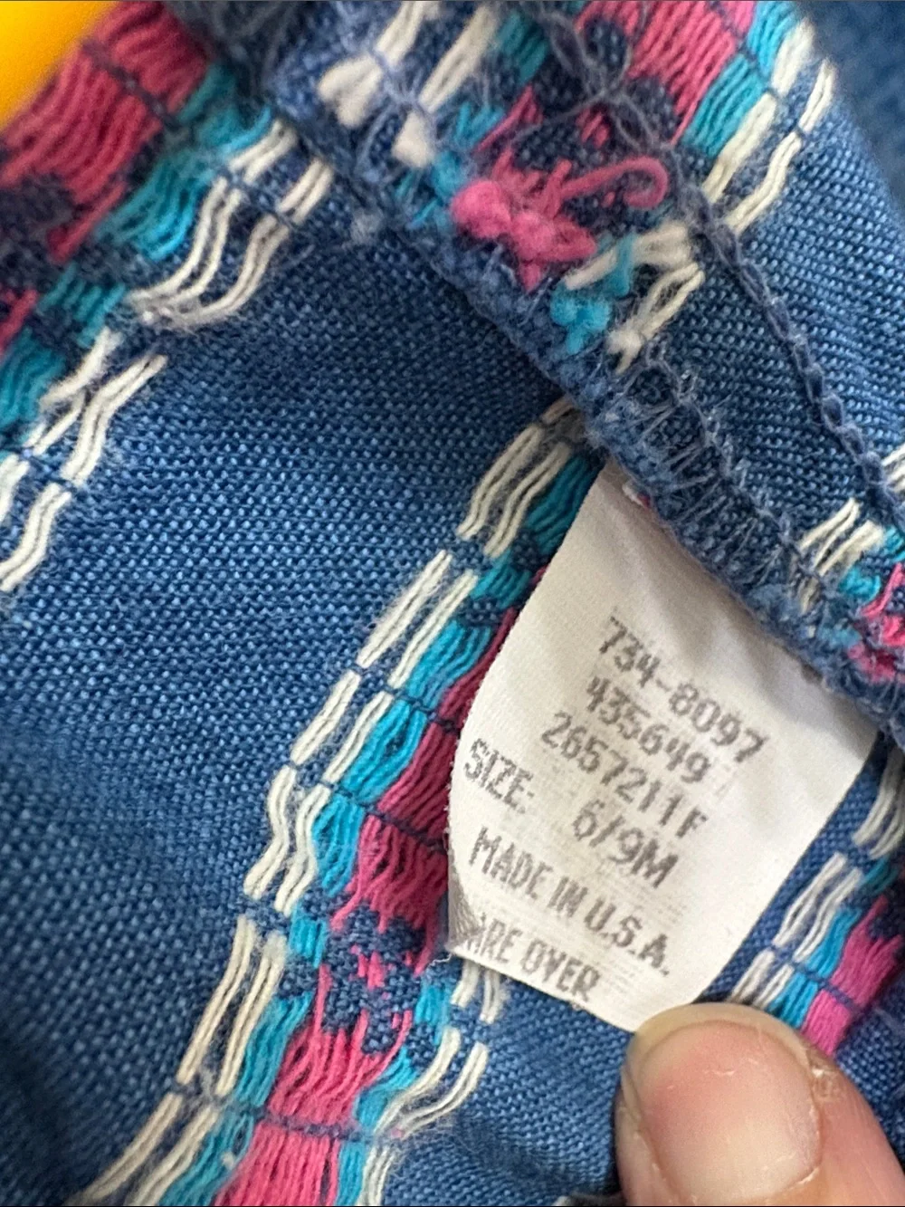 Vintage OshKosh B'gosh‎ Denim-Style Blue Floral Gingham Bubble Romper
